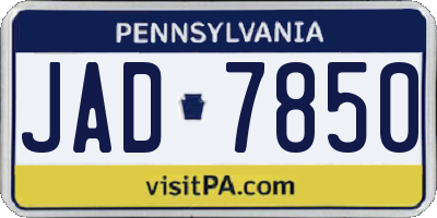 PA license plate JAD7850