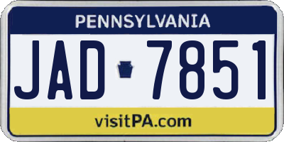 PA license plate JAD7851