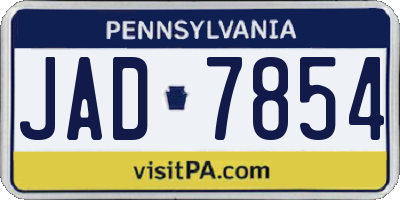 PA license plate JAD7854