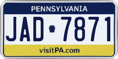 PA license plate JAD7871