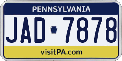 PA license plate JAD7878
