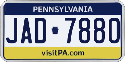 PA license plate JAD7880