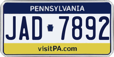 PA license plate JAD7892