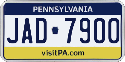 PA license plate JAD7900