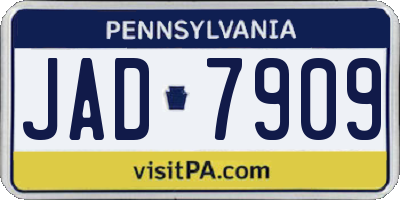 PA license plate JAD7909