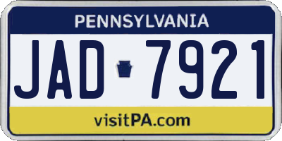 PA license plate JAD7921