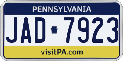 PA license plate JAD7923