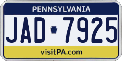 PA license plate JAD7925