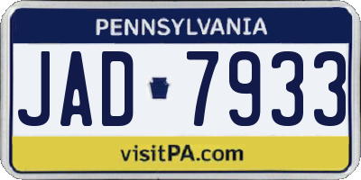 PA license plate JAD7933