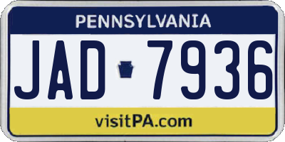 PA license plate JAD7936