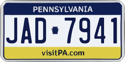 PA license plate JAD7941