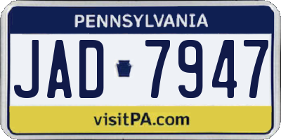 PA license plate JAD7947