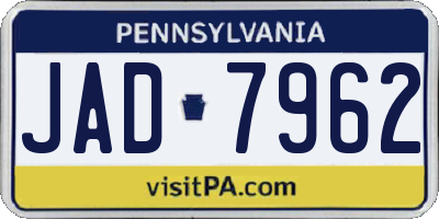 PA license plate JAD7962