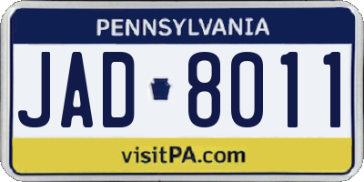 PA license plate JAD8011