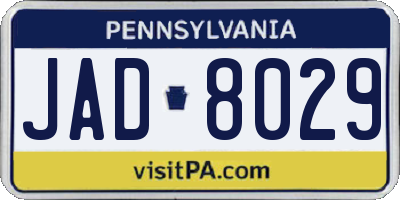 PA license plate JAD8029