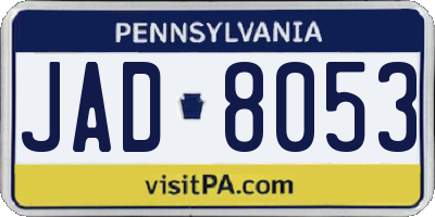 PA license plate JAD8053