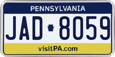 PA license plate JAD8059