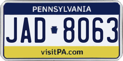 PA license plate JAD8063