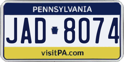 PA license plate JAD8074
