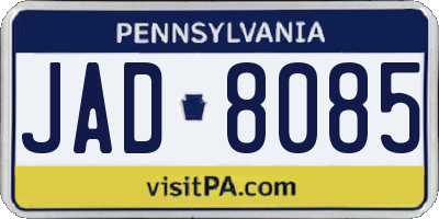 PA license plate JAD8085