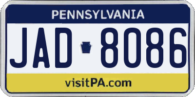 PA license plate JAD8086