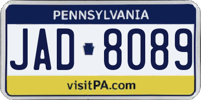 PA license plate JAD8089