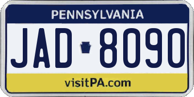 PA license plate JAD8090