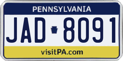 PA license plate JAD8091