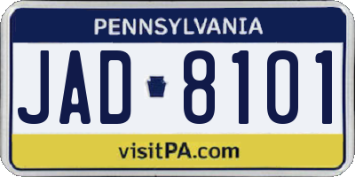 PA license plate JAD8101