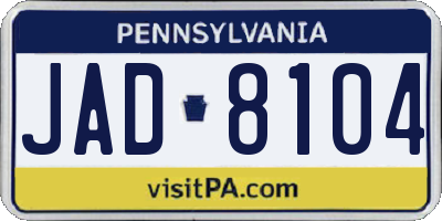 PA license plate JAD8104
