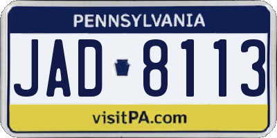 PA license plate JAD8113