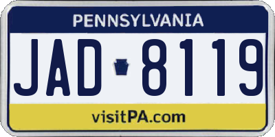 PA license plate JAD8119