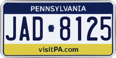 PA license plate JAD8125