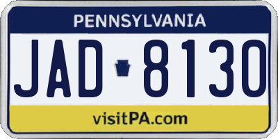 PA license plate JAD8130