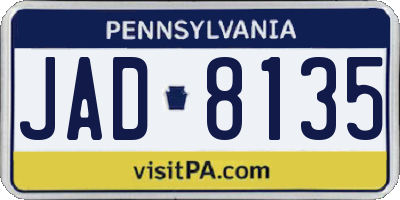 PA license plate JAD8135