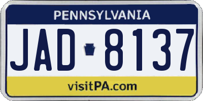 PA license plate JAD8137