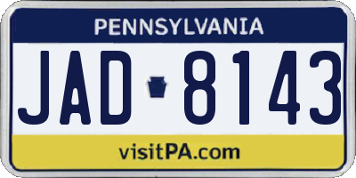 PA license plate JAD8143