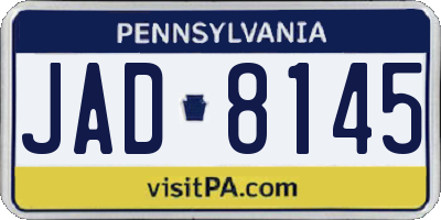 PA license plate JAD8145