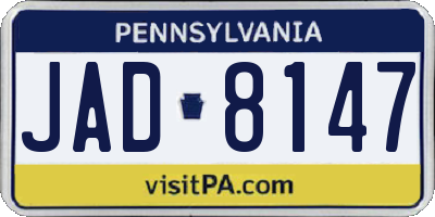 PA license plate JAD8147