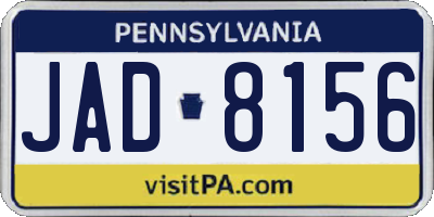 PA license plate JAD8156