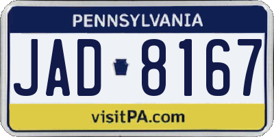 PA license plate JAD8167