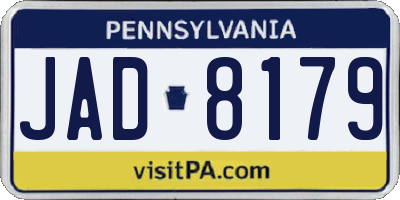 PA license plate JAD8179