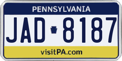 PA license plate JAD8187