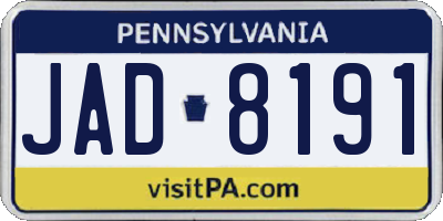 PA license plate JAD8191