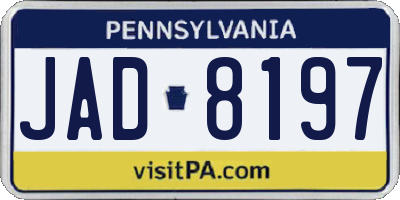 PA license plate JAD8197