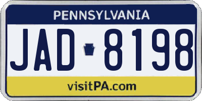 PA license plate JAD8198