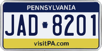 PA license plate JAD8201