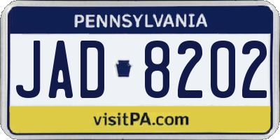 PA license plate JAD8202