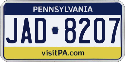 PA license plate JAD8207