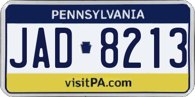 PA license plate JAD8213